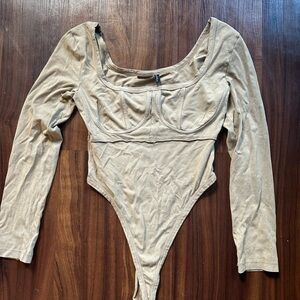 Asos Design Long Sleeve Corset Bodysuit